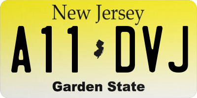 NJ license plate A11DVJ