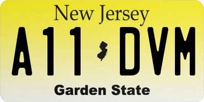 NJ license plate A11DVM
