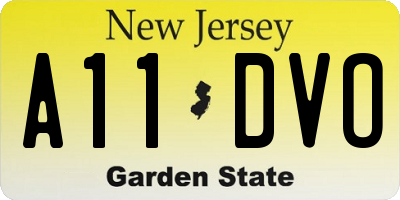 NJ license plate A11DVO