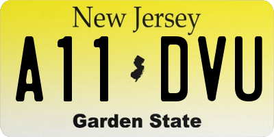 NJ license plate A11DVU