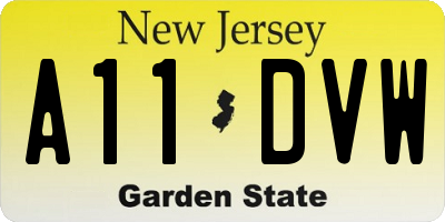 NJ license plate A11DVW
