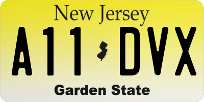 NJ license plate A11DVX