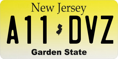 NJ license plate A11DVZ