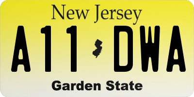 NJ license plate A11DWA