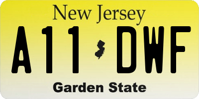 NJ license plate A11DWF