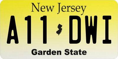 NJ license plate A11DWI
