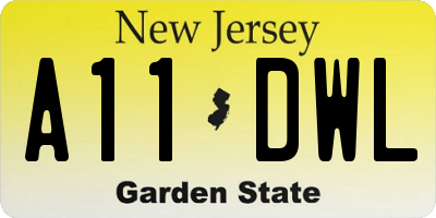 NJ license plate A11DWL