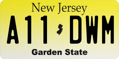 NJ license plate A11DWM