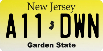 NJ license plate A11DWN