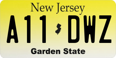 NJ license plate A11DWZ