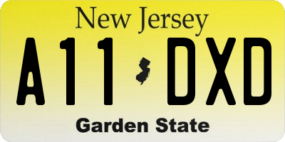 NJ license plate A11DXD