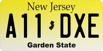 NJ license plate A11DXE
