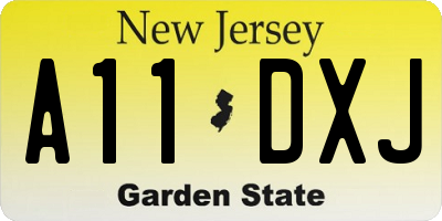 NJ license plate A11DXJ