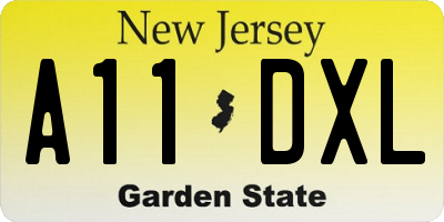 NJ license plate A11DXL