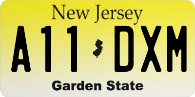 NJ license plate A11DXM