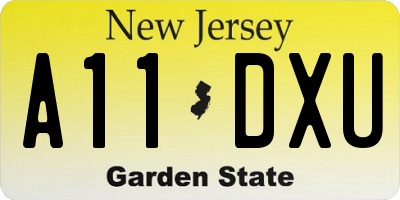 NJ license plate A11DXU