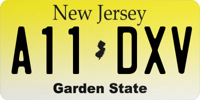 NJ license plate A11DXV
