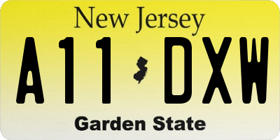 NJ license plate A11DXW