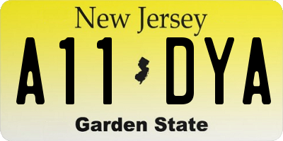 NJ license plate A11DYA