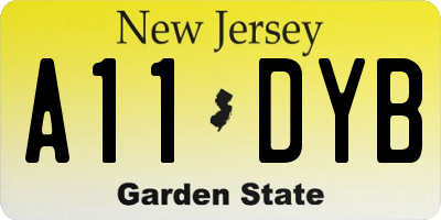 NJ license plate A11DYB