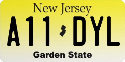 NJ license plate A11DYL