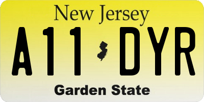 NJ license plate A11DYR