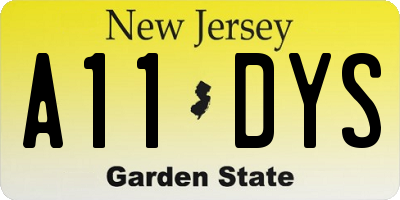 NJ license plate A11DYS