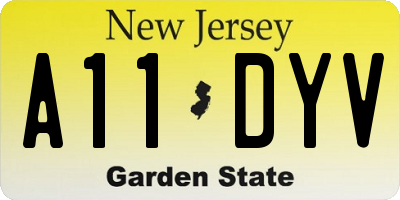NJ license plate A11DYV