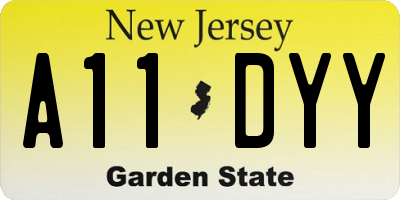 NJ license plate A11DYY
