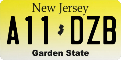 NJ license plate A11DZB