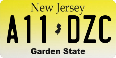 NJ license plate A11DZC