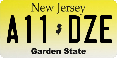 NJ license plate A11DZE