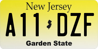 NJ license plate A11DZF