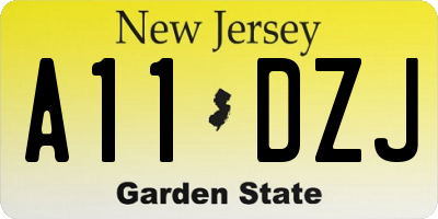 NJ license plate A11DZJ