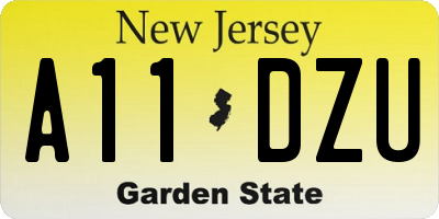 NJ license plate A11DZU