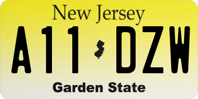 NJ license plate A11DZW