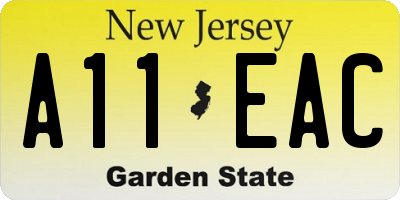 NJ license plate A11EAC