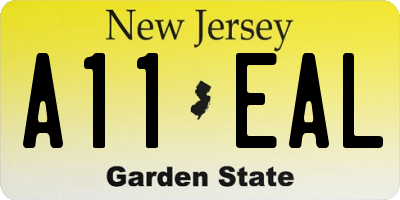 NJ license plate A11EAL