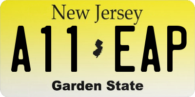 NJ license plate A11EAP
