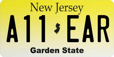 NJ license plate A11EAR