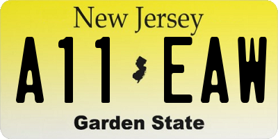 NJ license plate A11EAW
