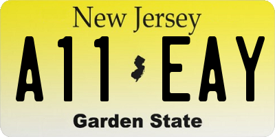 NJ license plate A11EAY