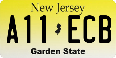 NJ license plate A11ECB