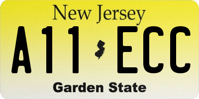 NJ license plate A11ECC