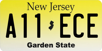 NJ license plate A11ECE