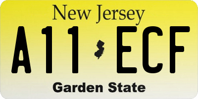 NJ license plate A11ECF