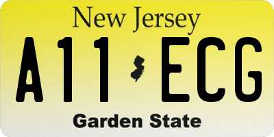 NJ license plate A11ECG