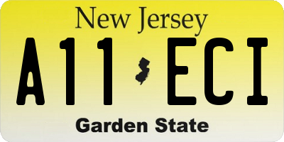 NJ license plate A11ECI