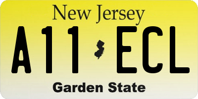 NJ license plate A11ECL