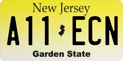 NJ license plate A11ECN